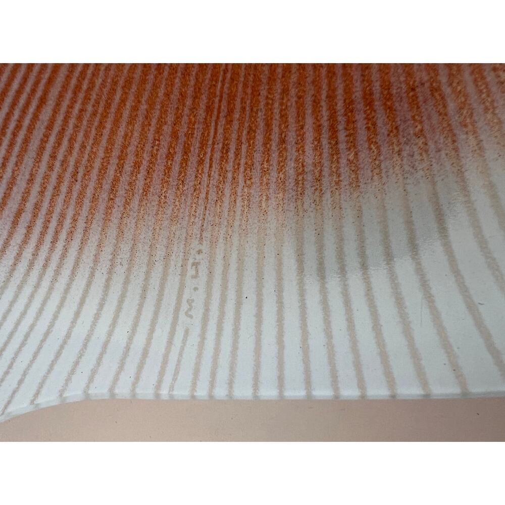 Signed Maurice Heaton Asymmetrical Glass Dish Orange Center MCM Art Abstract JL - Picture 5 of 9